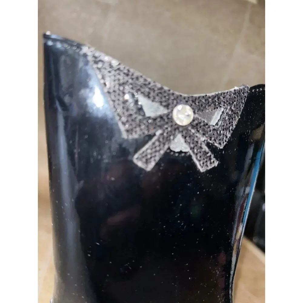 L’amour Size 8 Toddler black patent leather mid-calf boot